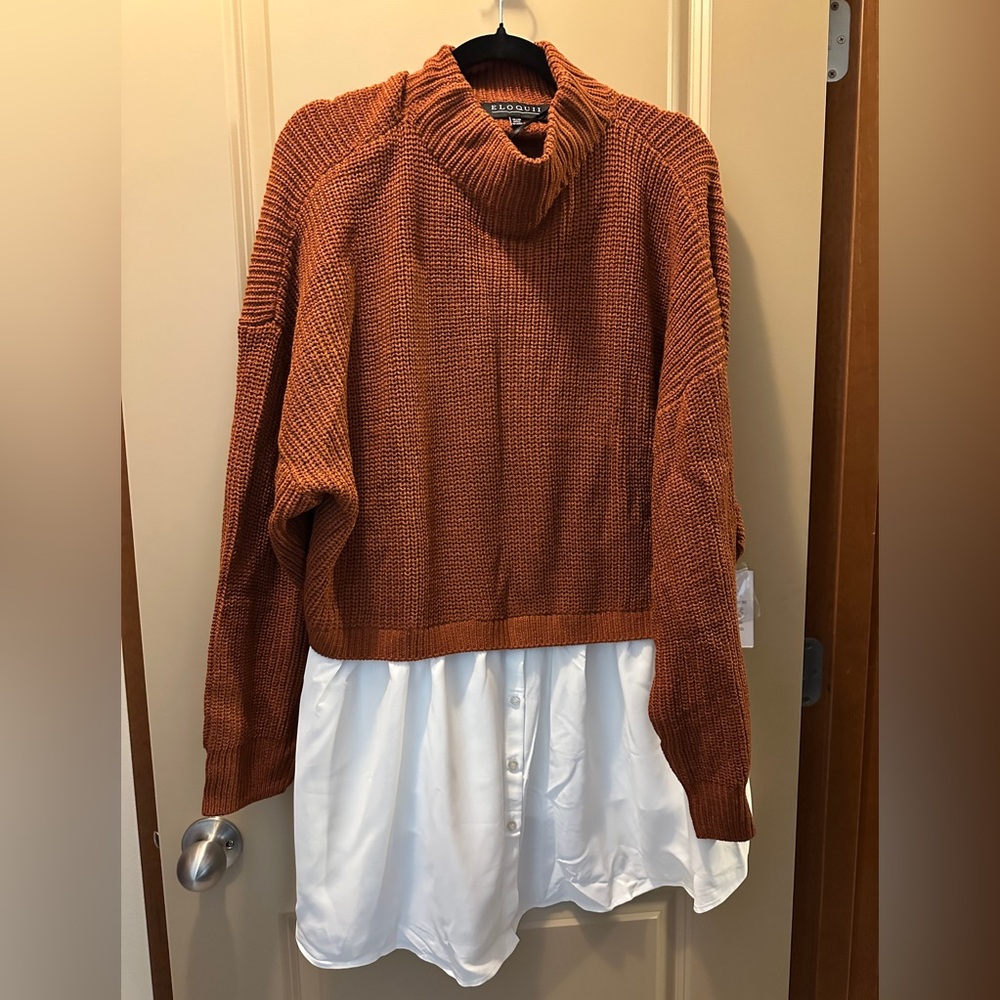 Eloquii Burnt Orange Layered Tunic NWT SZ 26/28
